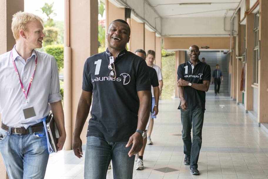 Marcel Desailly e Edwin Moses a Kuala Lumpur per il Laureus Sport for Good Foundation Summit (Getty Images)